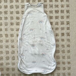 Woolino Cozy Kids Pajamas Sleep Sack - White with Rainbow Print